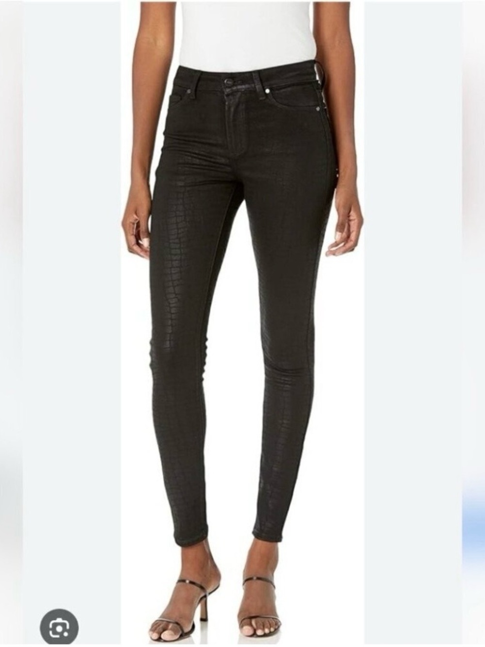 PAIGE Hoxton Ankle Skinny Jeans Size 29 Coated Faded Washed Black Made in USA